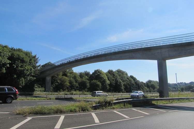 The Mowhay footbridge over the A38 will be widened to accommodate cyclists