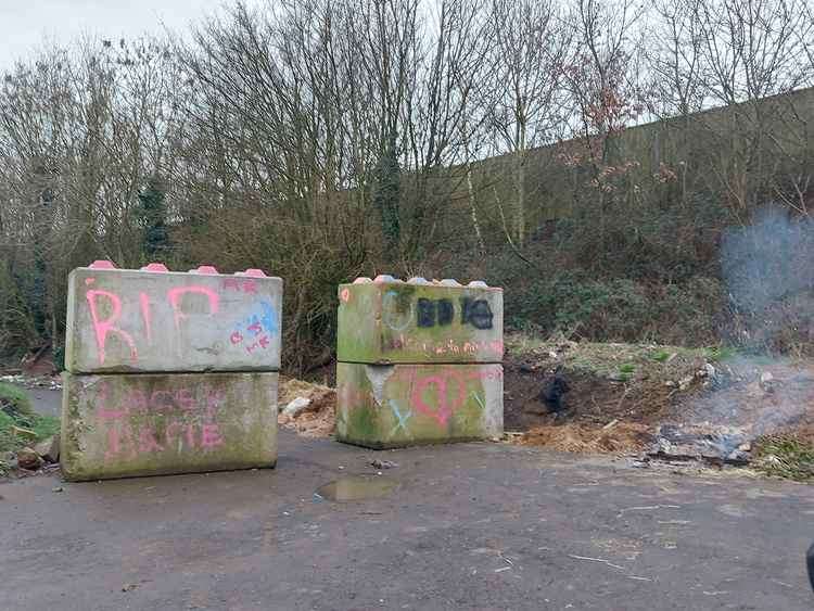 The barriers on Berkley Lane in February