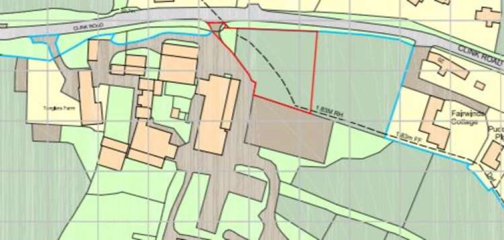 An extract showing the location of the site for the application 2021/1594/FUL