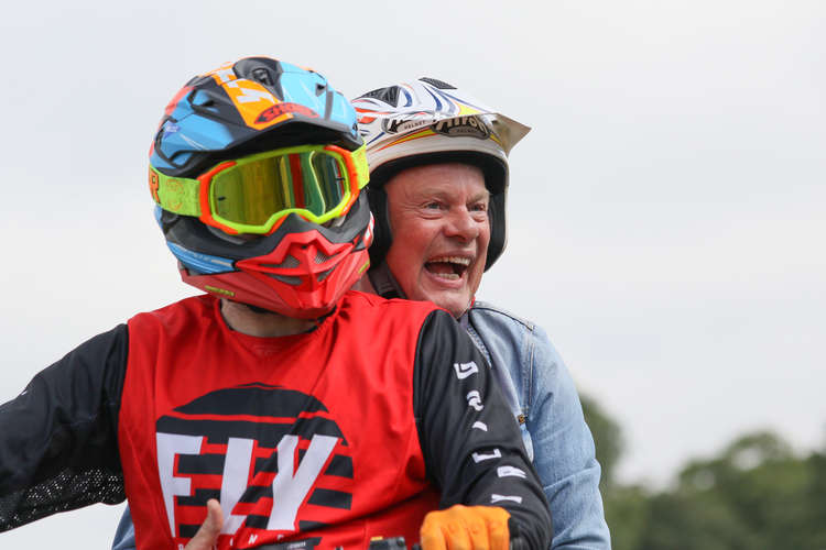 Actor Martin Clunes on the quadbike