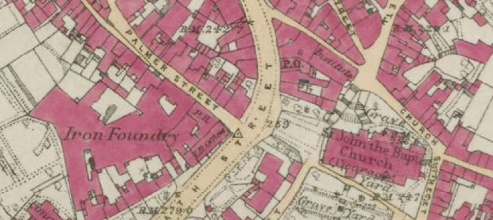 An extract from the old map of Frome showing the foundry from the planning application