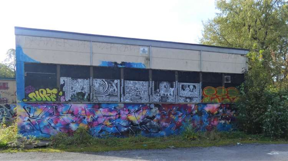 Graffiti at the Saxonvale site. Photo Frome Nub News 2020