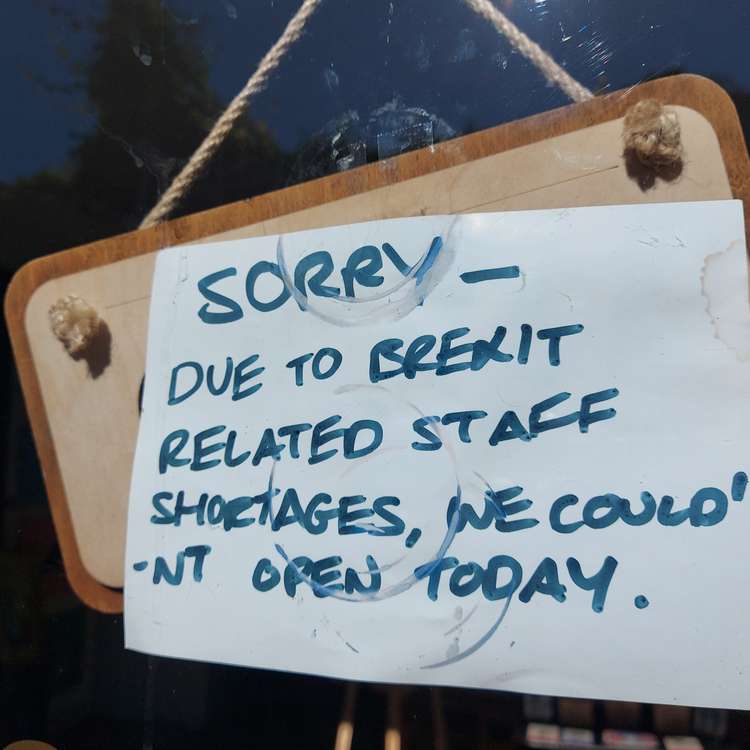 Brexit is being blamed for a lot of the employment problems. A sign today (September 20) in a shop in Frome