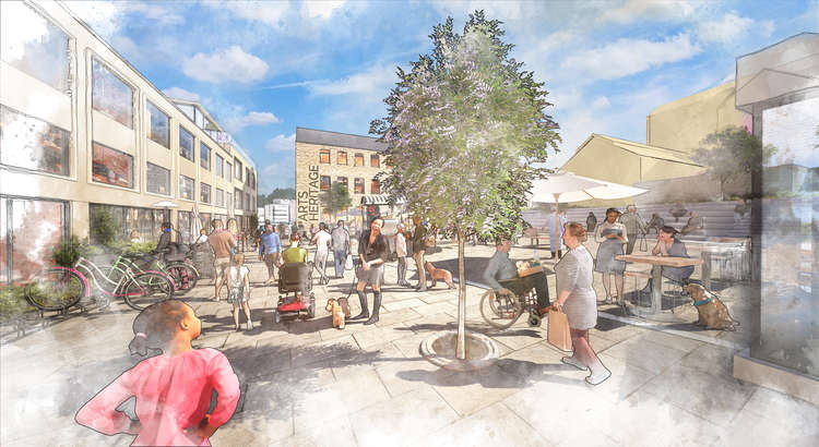 Artist'S Impression Of The Public Square Within The Saxonvale Regeneration Scheme Acorn Property Group 180121