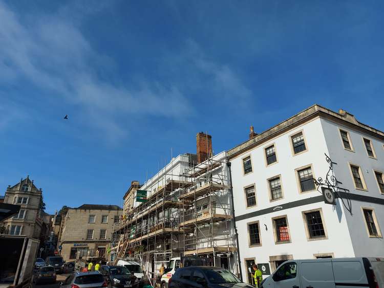 The George with scaffolding coming down September 16