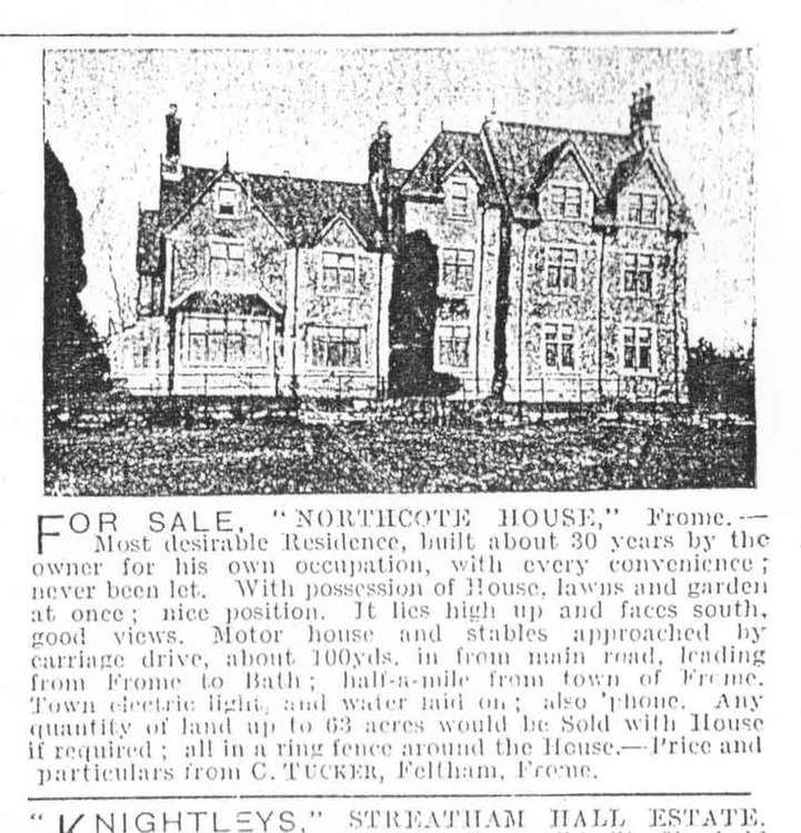 The advert for the sale of Northcote House which is still part of the College