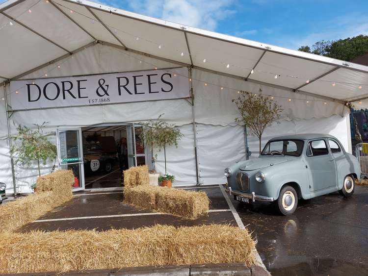 Standing to attention at the auction marquee, a cute little 1956 Austin A30