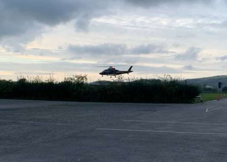 The helicopter landing in Cheddar on October 7