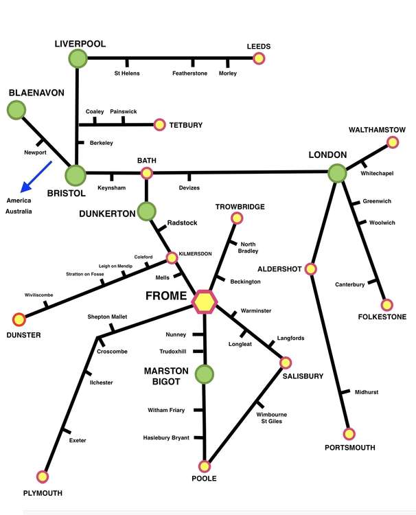 The book has a underground map showing how Somerset people moved around