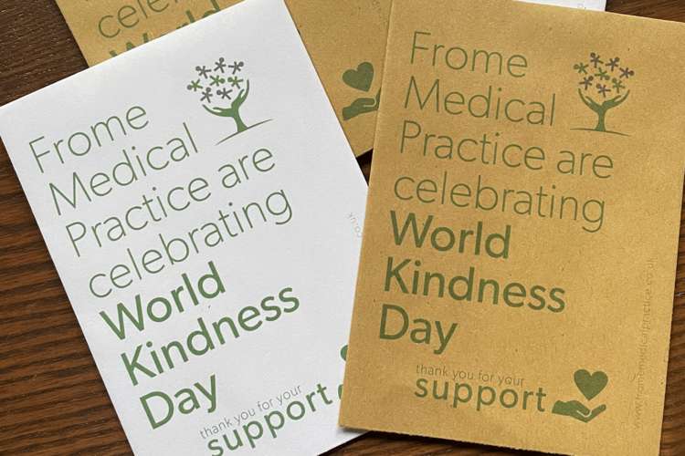 Packets of seeds being distributed by Frome Medical Practice for World Kindness Day