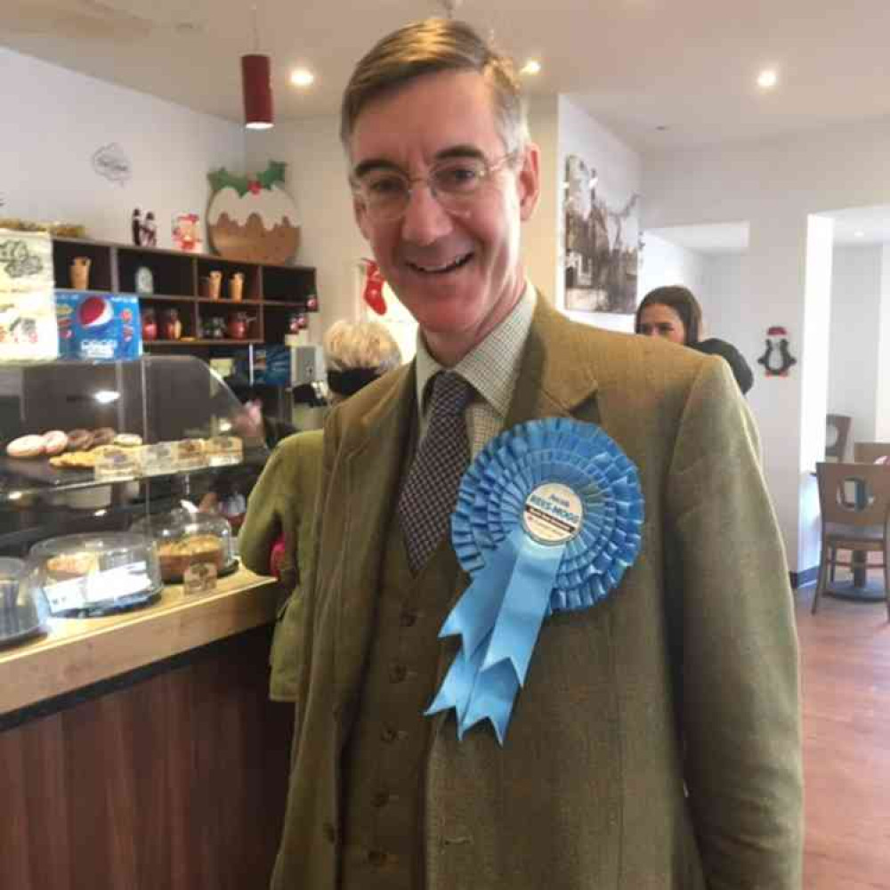 Jacob Rees Mogg pictured earlier this week out in the Radco coffee shop in Radstock