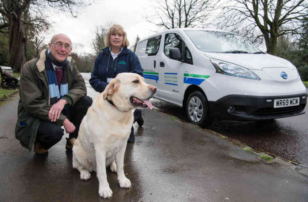 Councillor Paul Crossley and dog warden Joanna Brain with the new electric dog warden van