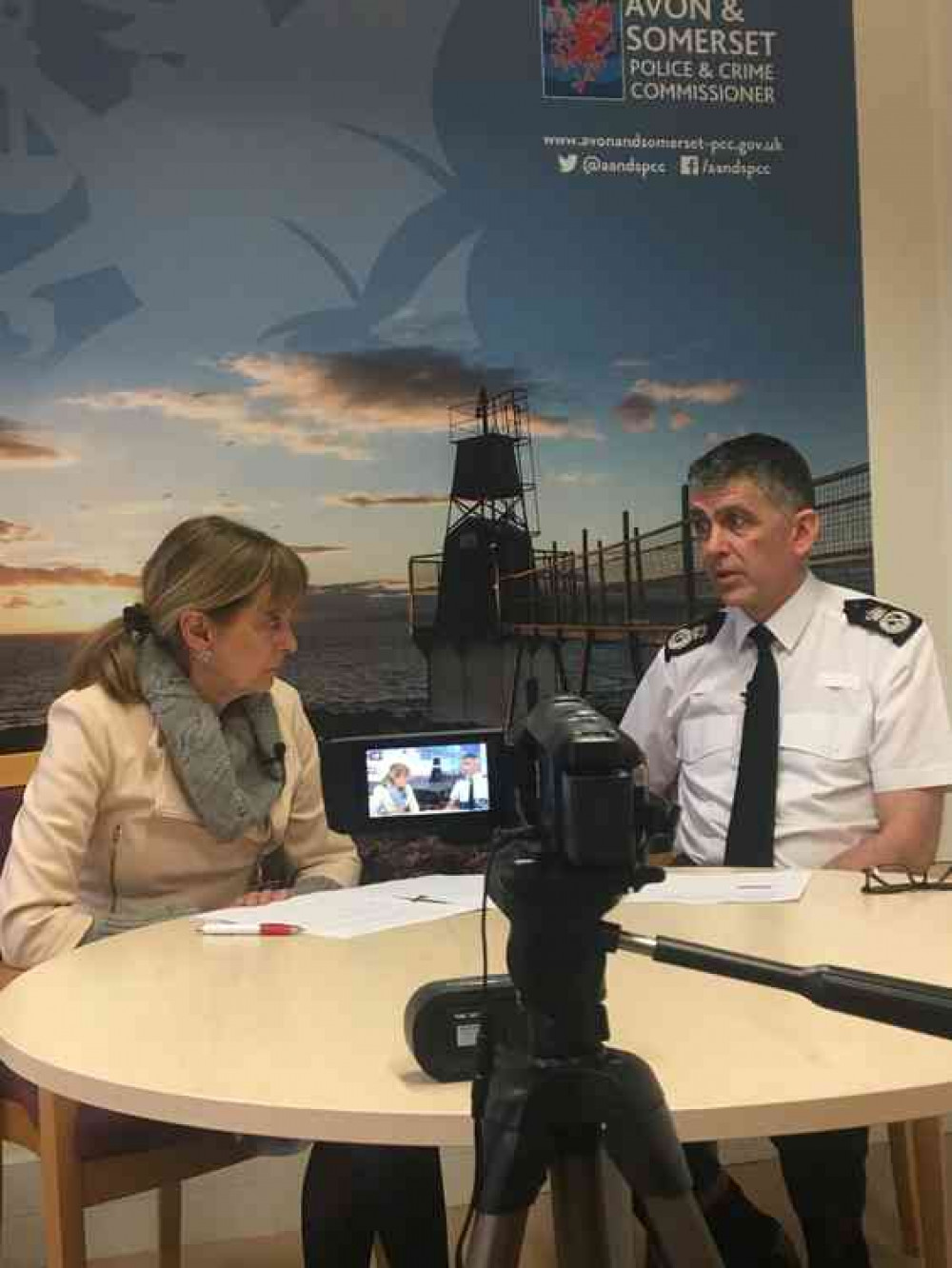 Sue Mountstevens alongside Avon & Somerset Chief Constable Andy Marsh