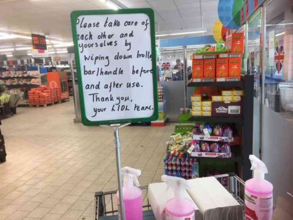 The inside of Midsomer Norton Lidl on April 13