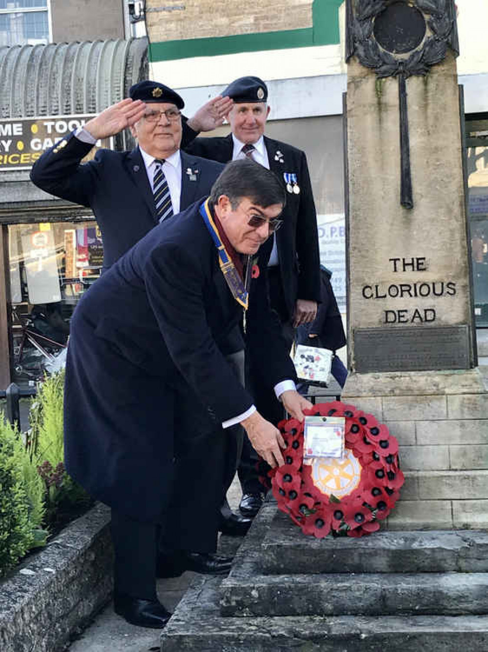 The wreath was laid by Club President, Nick Candy, who was accompanied by fellow Rotarians, Roger Meadows and Martin Carter.