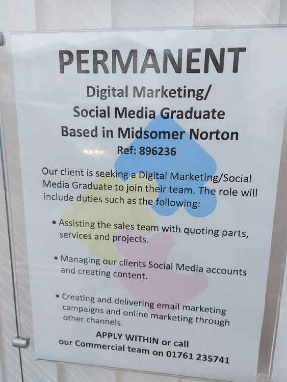 Job on offer in Midsomer Norton