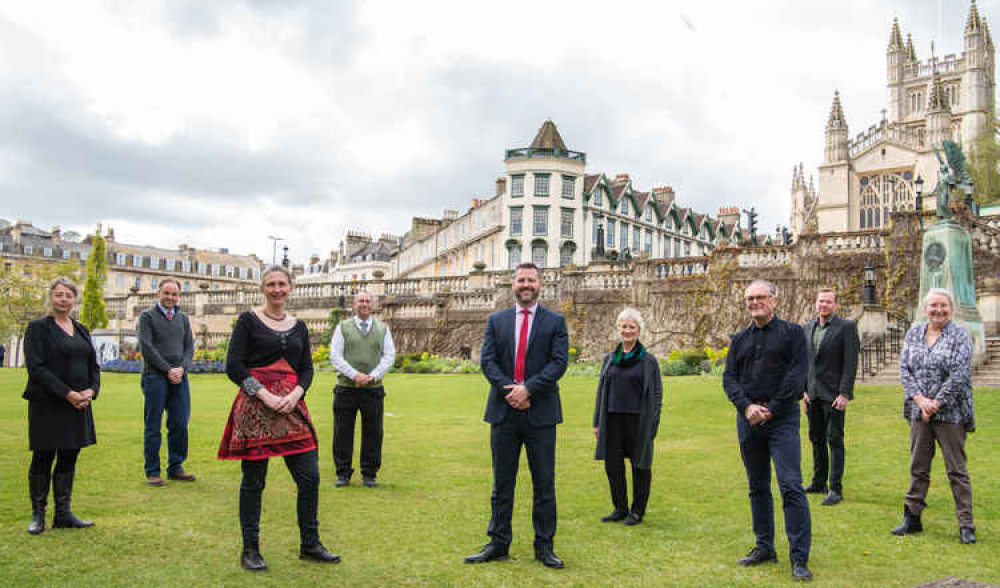 L-R: Cllr Dine Romero, Cllr Tom Davies, Cllr Sarah Warren, Cllr Tim Ball, Cllr Kevin Guy, Cllr Alison Born, Cllr Richard Samuel, Cllr David Wood, Cllr Manda Rigby  