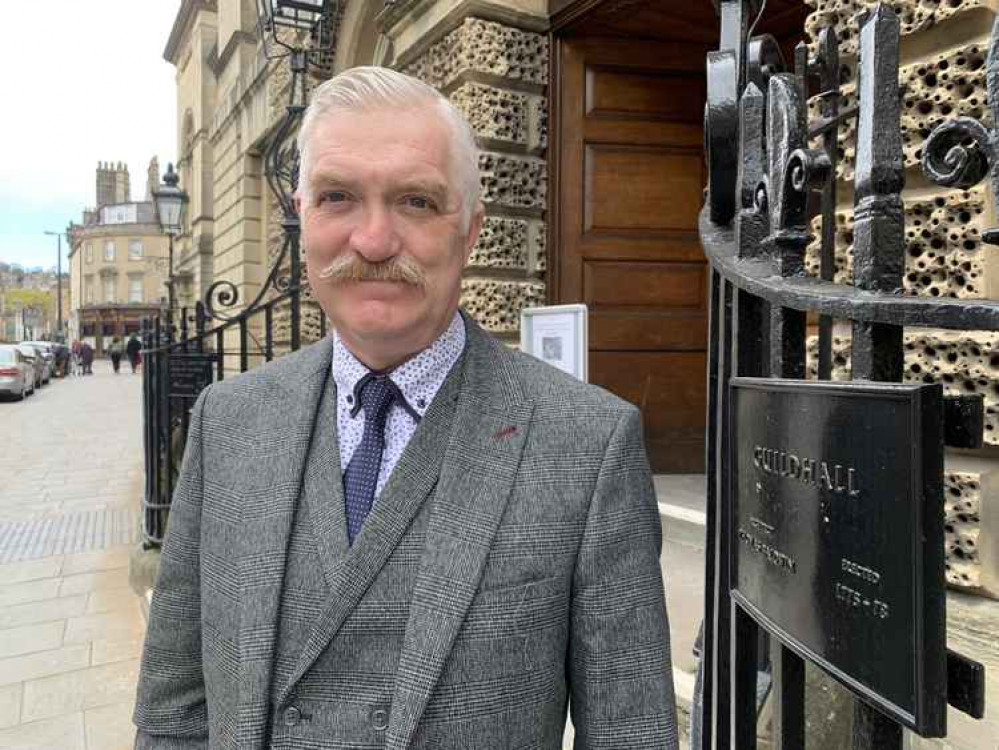 Councillor Paul Myers outside the Guildhall. B&NES Conservatives. Permission for use by all partners.