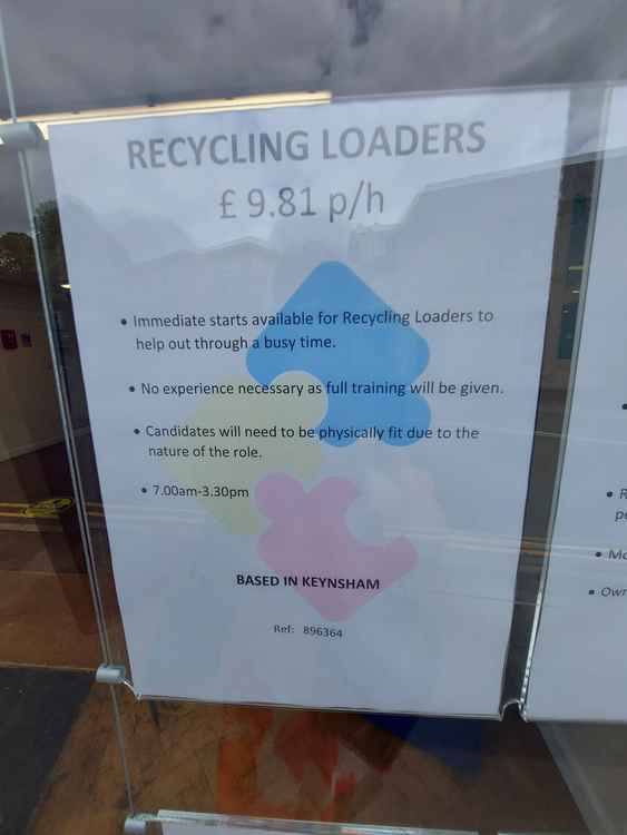 The advert for recycling staff in Keynsham