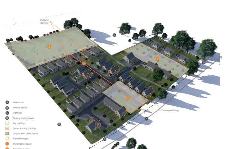 Backhouse's plans for 40 homes in Midsomer Norton. Backhouse. Permission for use by all partners.