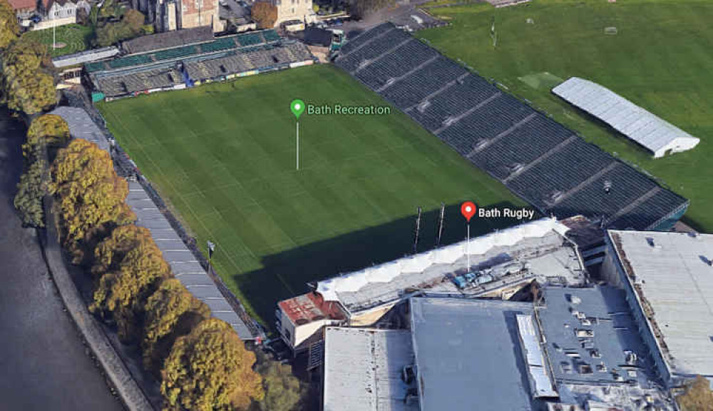 How Bath Rugby Club's stadium at the Rec looks now. Google. Permission for use by all partners.