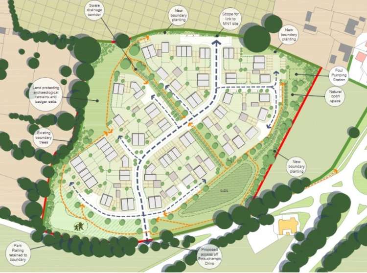 Proposed Development Of 75 Homes On Beauchamps Drive In Midsomer Norton. CREDIT: Origin3. Free to use for all BBC wire partners.