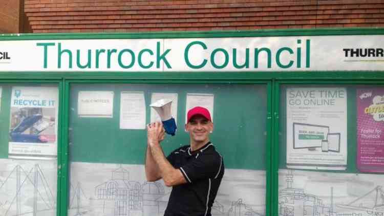 Jack Barnes has been a regular sight with his megaphone outside Thurrock Council offices
