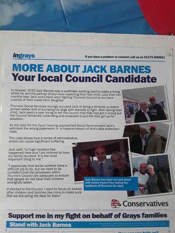 Jack Barnes' Conservative election leaflet in 2015