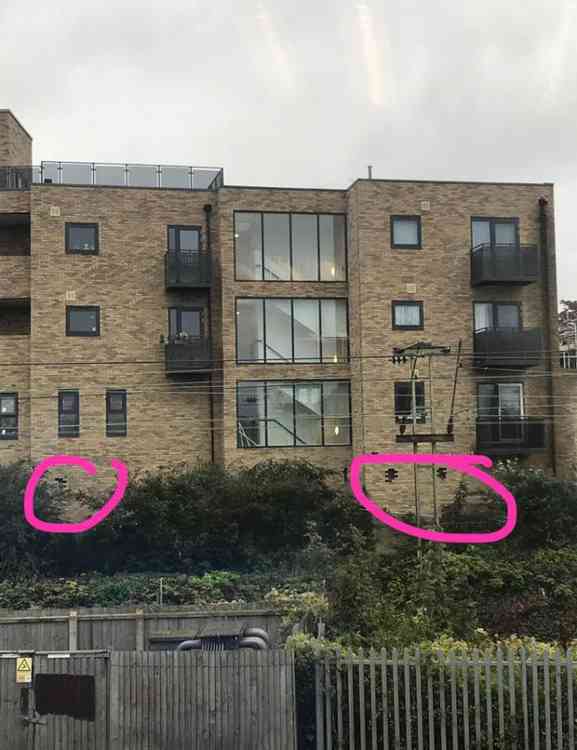 Visible from Grays High Street, chunks of brickwork have fallen off the building