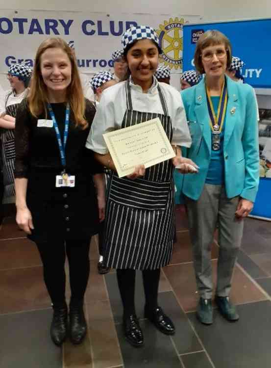 Amreet with Rotary President Elaine Stevens (right) and her teacher from the Convent Louise Caruana (left).