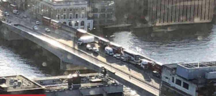 The coach containing borough children was caught up in traffic on London Bridge.