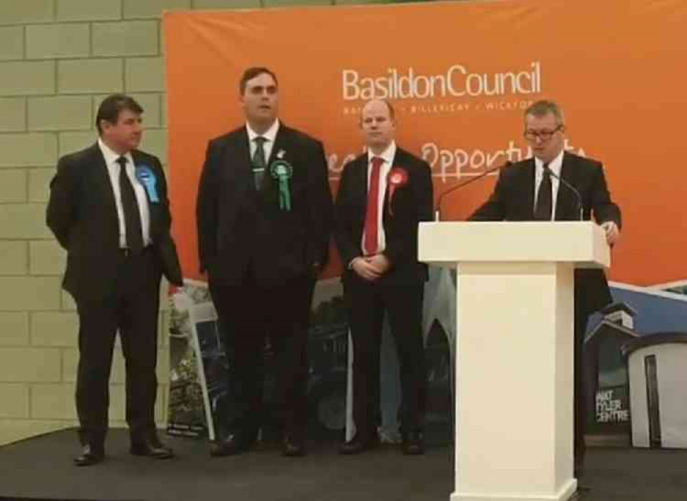 The result is declared in the South Basildon and East Thurrock election