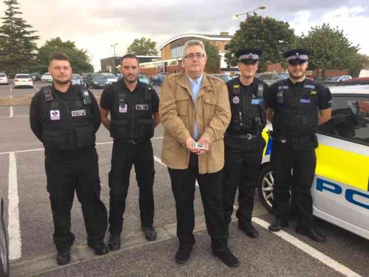 Thurrock Council leader Cllr Rob Gledhill with council Environmental Enforcement officers and Essex Police officers helping tackle problems in the borough, particularly nitrous oxide canisters