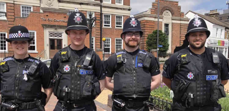 members of Thurrock's town centre team - with Sgt Ben Forbes on the right.