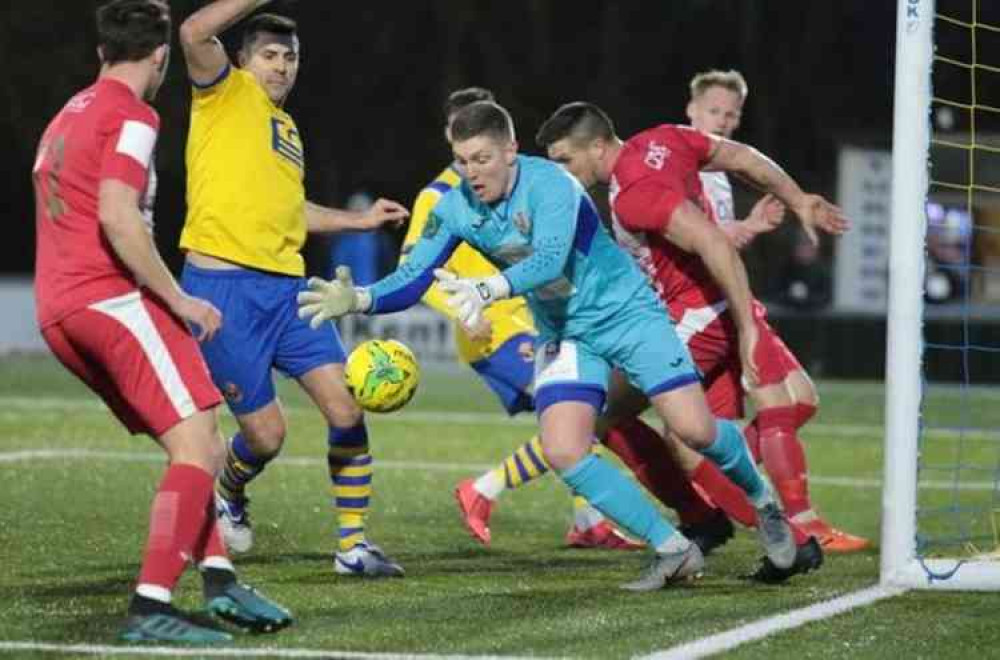 Goalmouth action at Sudbury. Picture by Clive Pearson