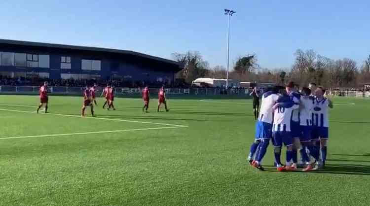 Aveley celebrate their first goal