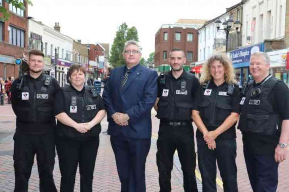 Cllr Rob Gledhill with members of the enforcement team put in place to try and cut down on anti-social behaviour in Grays.