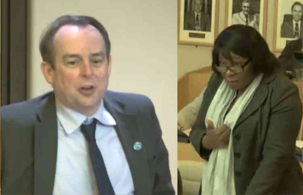 Cllr Mark Coxshall and Cllr Bukky Okunade clashed at the meeting.