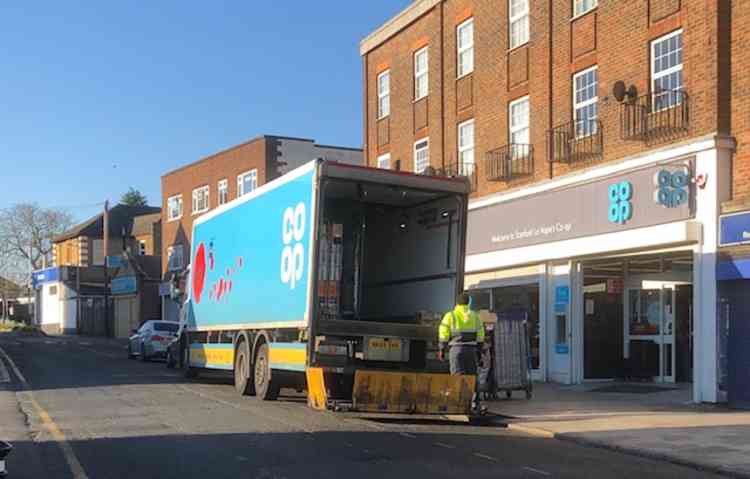 Early morning delivery: Another load is dropped at Stanford-le-Hope's busy Co-op.