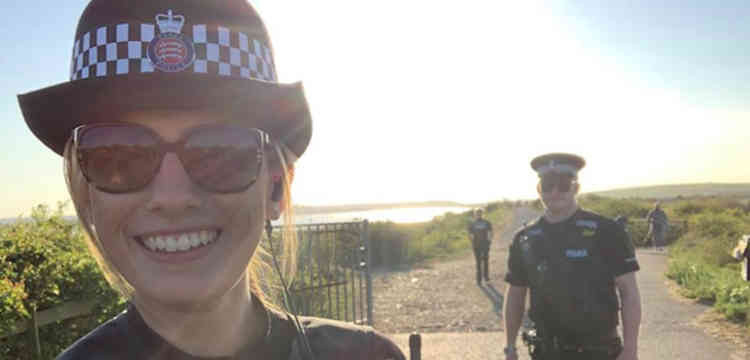 Thurrock Police's town centre team took this selfie by the river while out checking guidance breaches