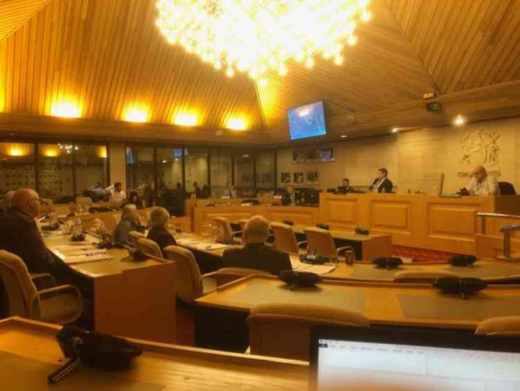 Planning councillors were spread out for their March meeting.