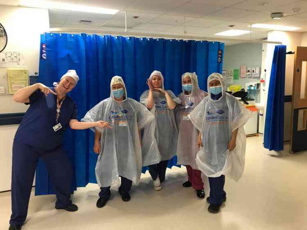 The Golden Tours ponchos delivered by Ensign were welcomed by hospital staff.