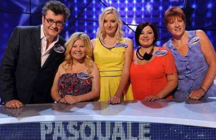 Danielle with her dad and family on TV game show Family Fortunes.