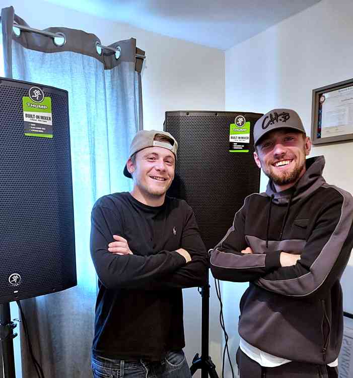 Brad and Dean in front of the new speakers – They are local Thurrock Artists who run the company Eazee Learning – A Social Enterprise Partnership with Thurrock Lifestyle Solutions