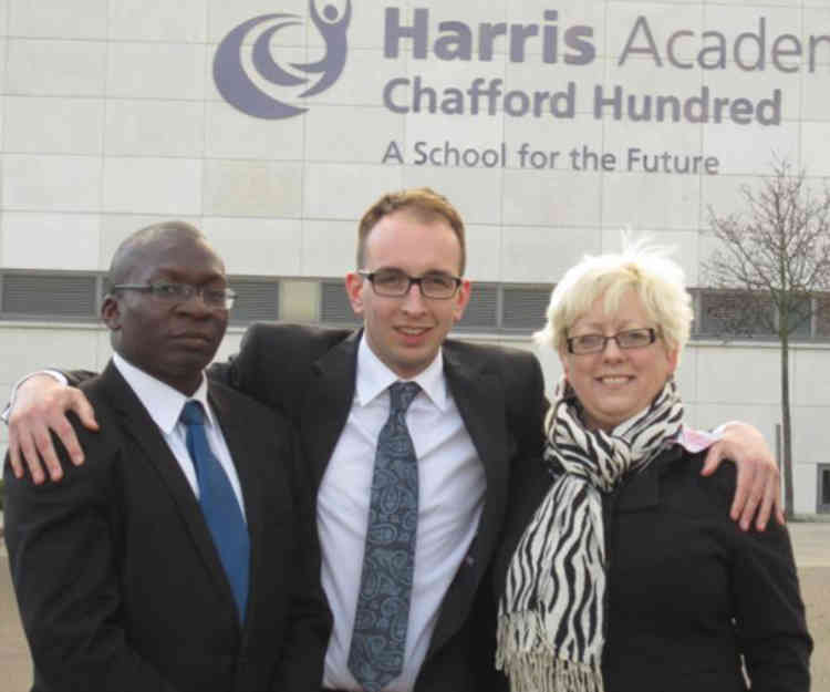 Charlie Key pictured with fellow Conservative councillor Tunde Ojetola and MP Jackie Doyle-Price during his term in office as a Chafford councillor.