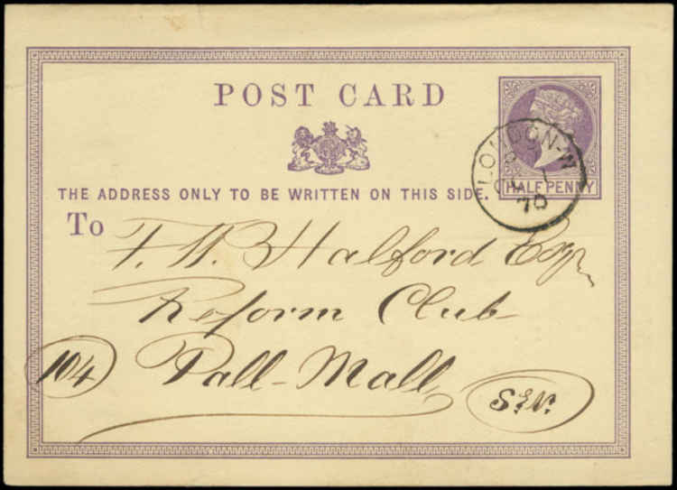 An early card with pre-printed stamp