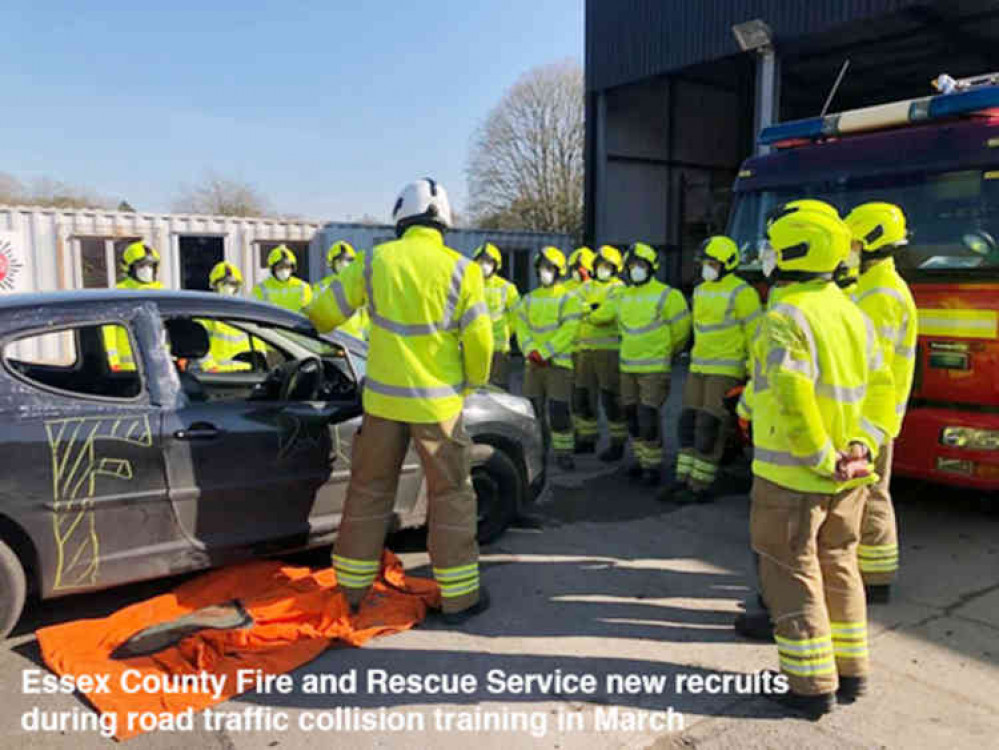 The photograph of the new recruits was taken at the Fire Service College, before the social distancing rules were implemented.