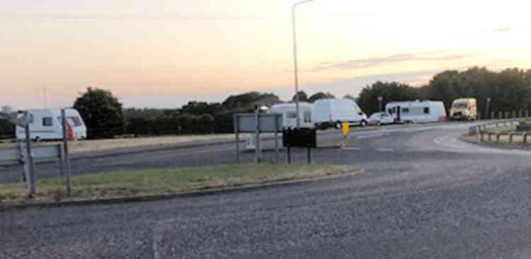 The encampment at Chadwell St Mary this evening.