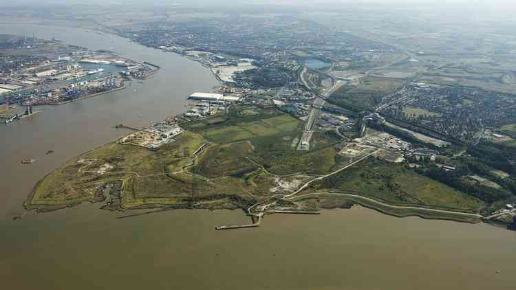 The Swanscombe Peninsula  opposite Grays and Tilbury where the resort will be sited.