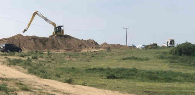 Power lines were brought down during the excavation